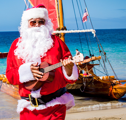 Santa Arrives On The Beach