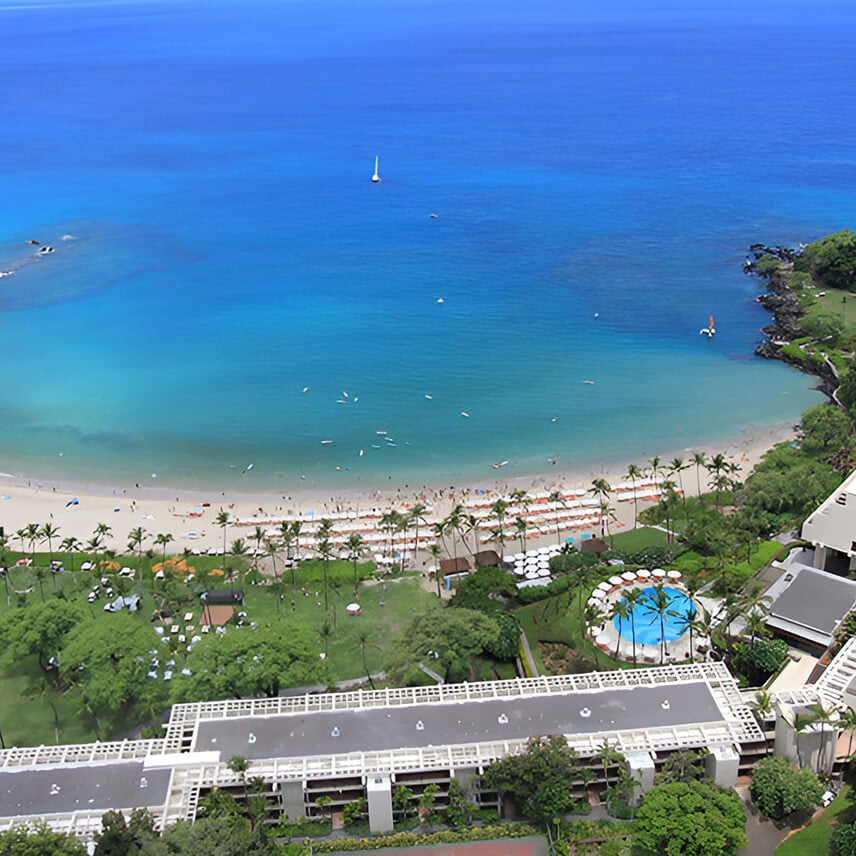 An aerial view of the bay