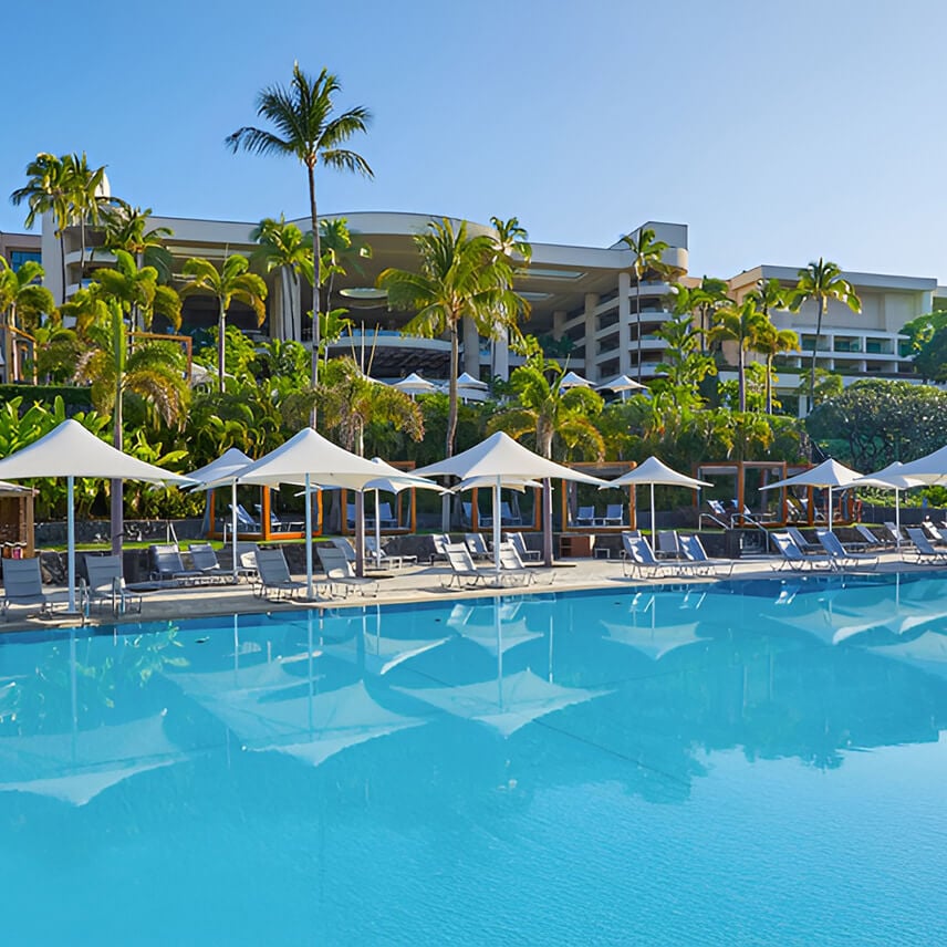 A view of the hotel from the pool