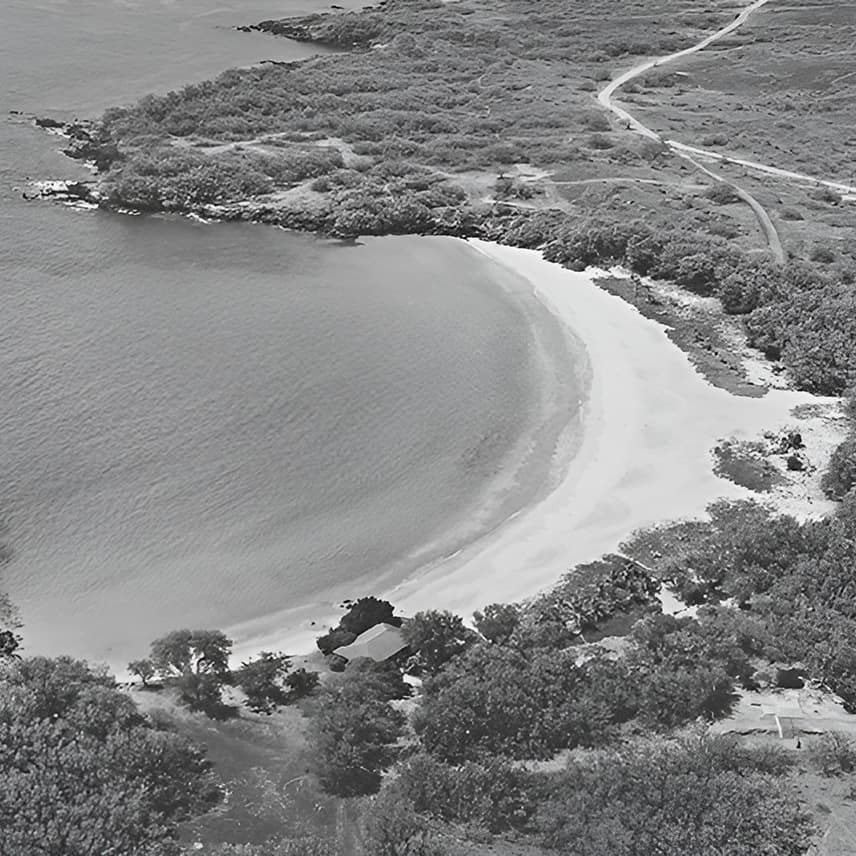 An early aerial view of the land prior to development